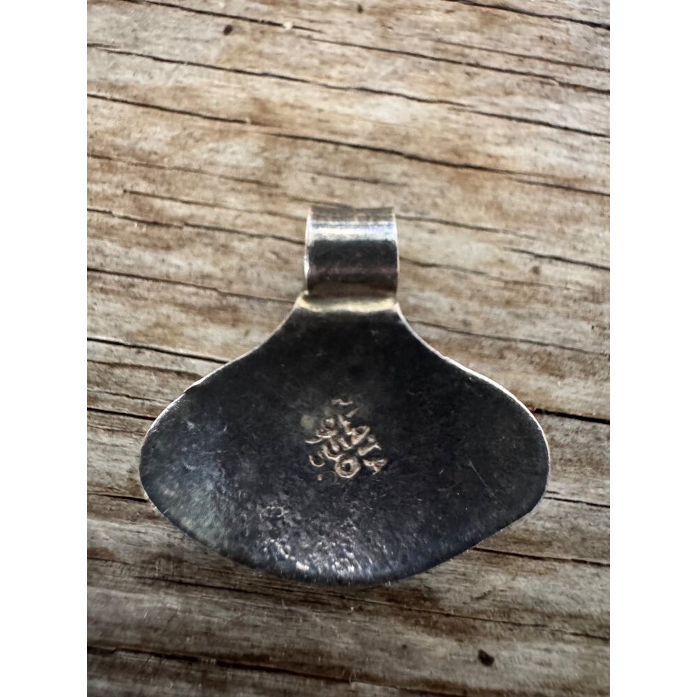 Plata 950 & 18K 750 Mixed Metal Pendant Enhancer Black Onyx/Obsidian Cabochon - Picture 3 of 8